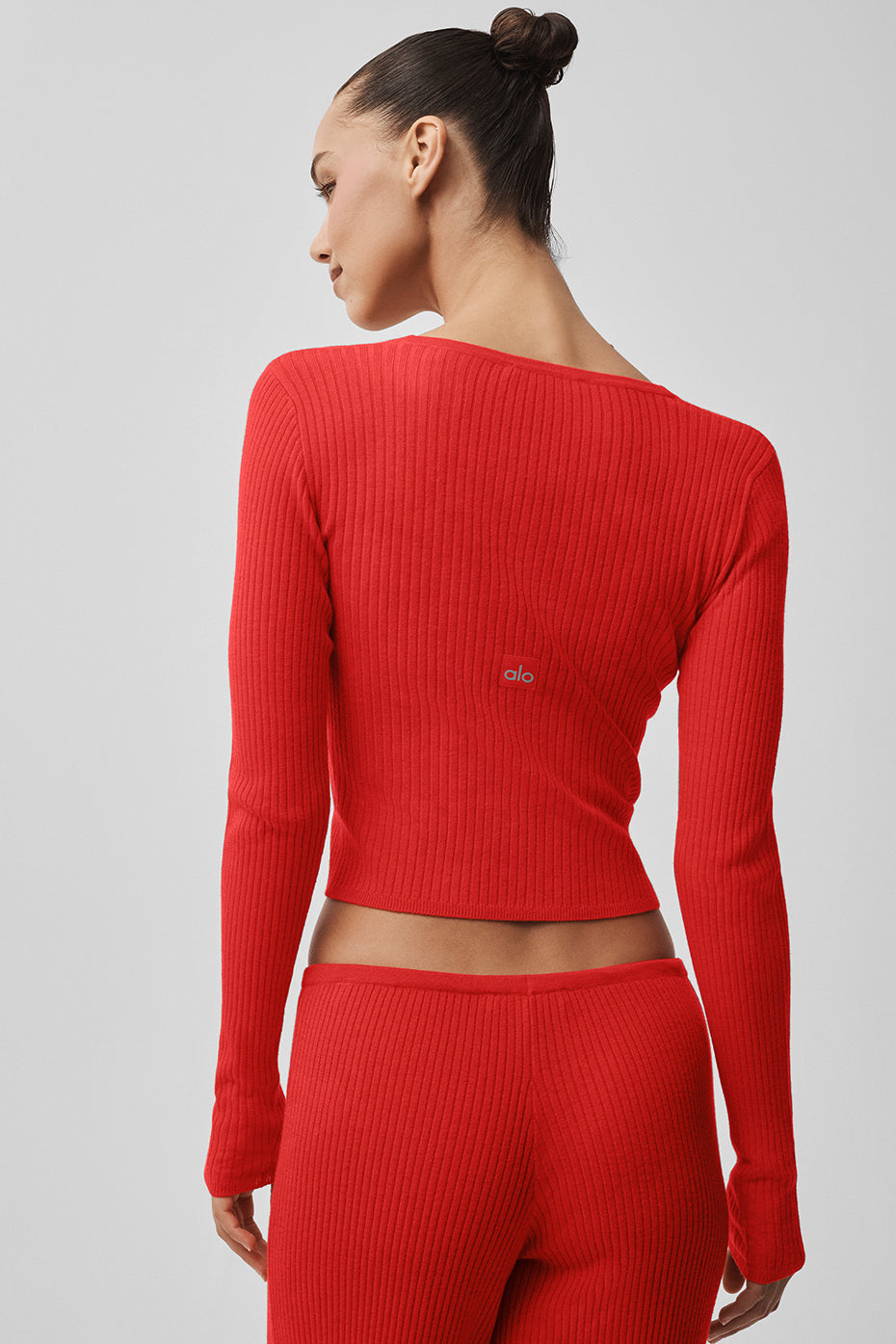 Alo Yoga Sweater Knit Unwind Long Sleeve - Bright Red