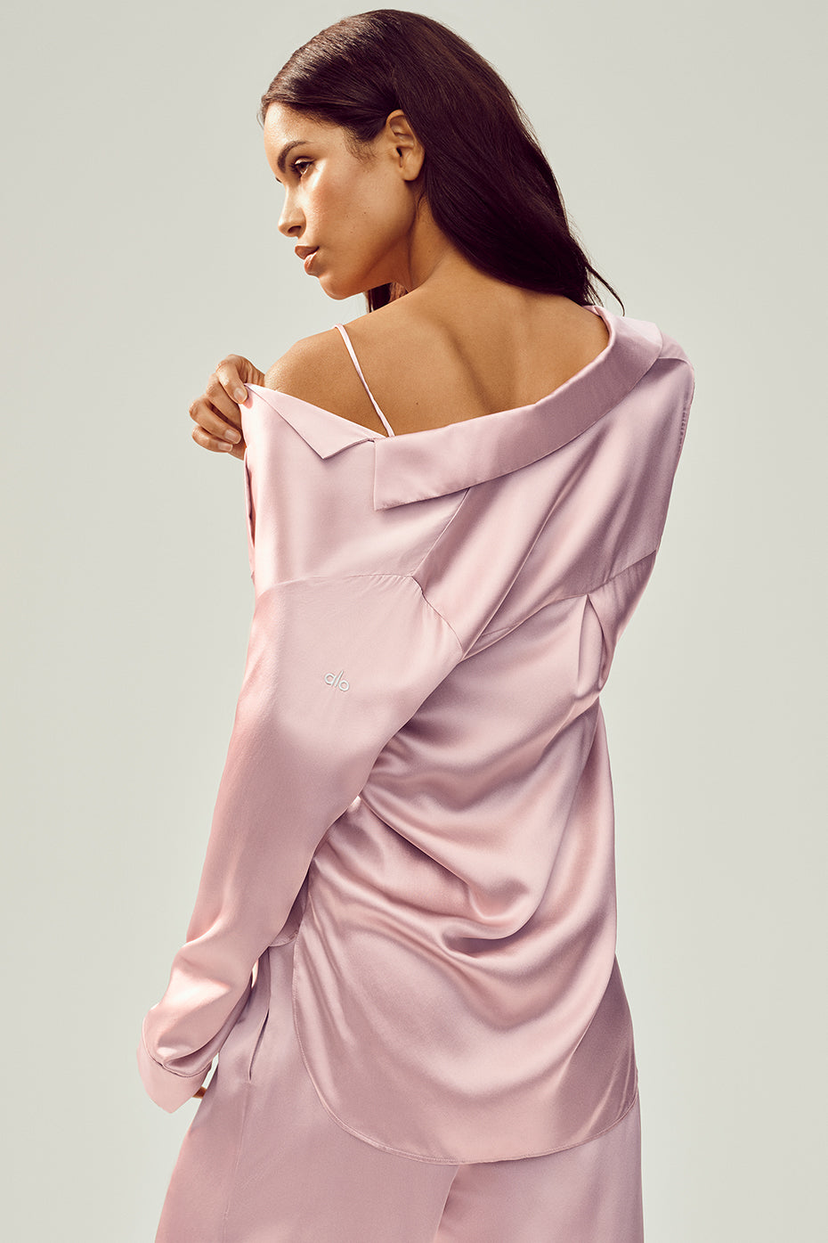 Alo Yoga Silk Luminous Button Up - Pink Champagne