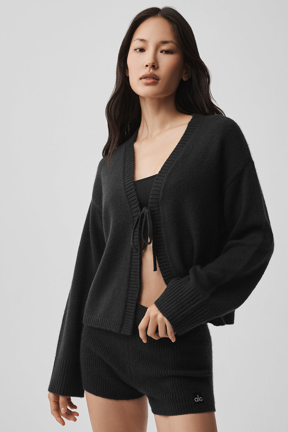 Alo Yoga Wool Cashmere New Class Tie Cardigan - Black