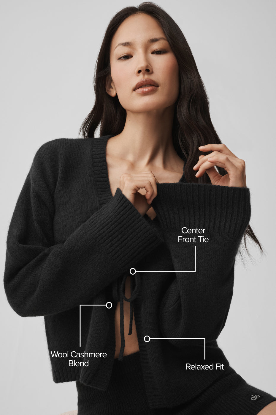Alo Yoga Wool Cashmere New Class Tie Cardigan - Black