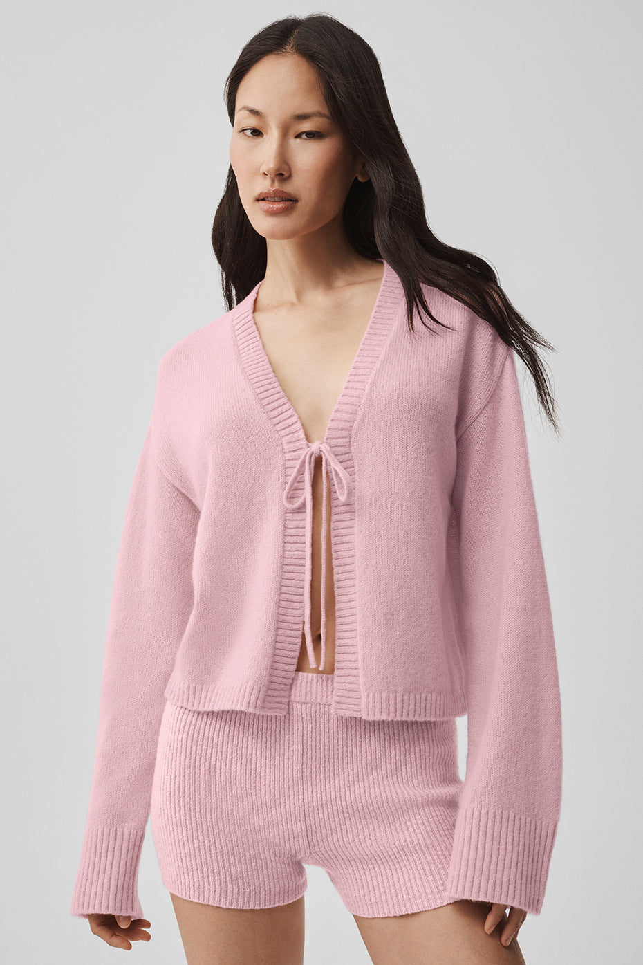 Alo Yoga Wool Cashmere New Class Tie Cardigan - Vintage Pink
