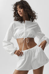 Alo Yoga Cotton Cropped Real Deal Long Sleeve - White