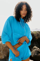 Alo Yoga 1/4 Zip Go Time Pullover - Azure Blue