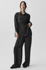 Alo Yoga Semi-Sheer Golden Hour Button Down Long Sleeve - Black