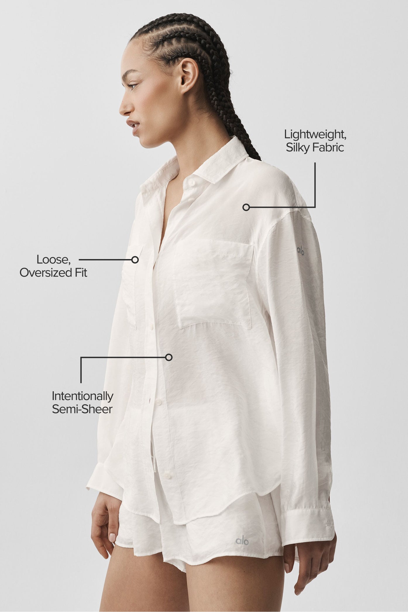 Alo Yoga Semi-Sheer Golden Hour Button Down Long Sleeve - Ivory