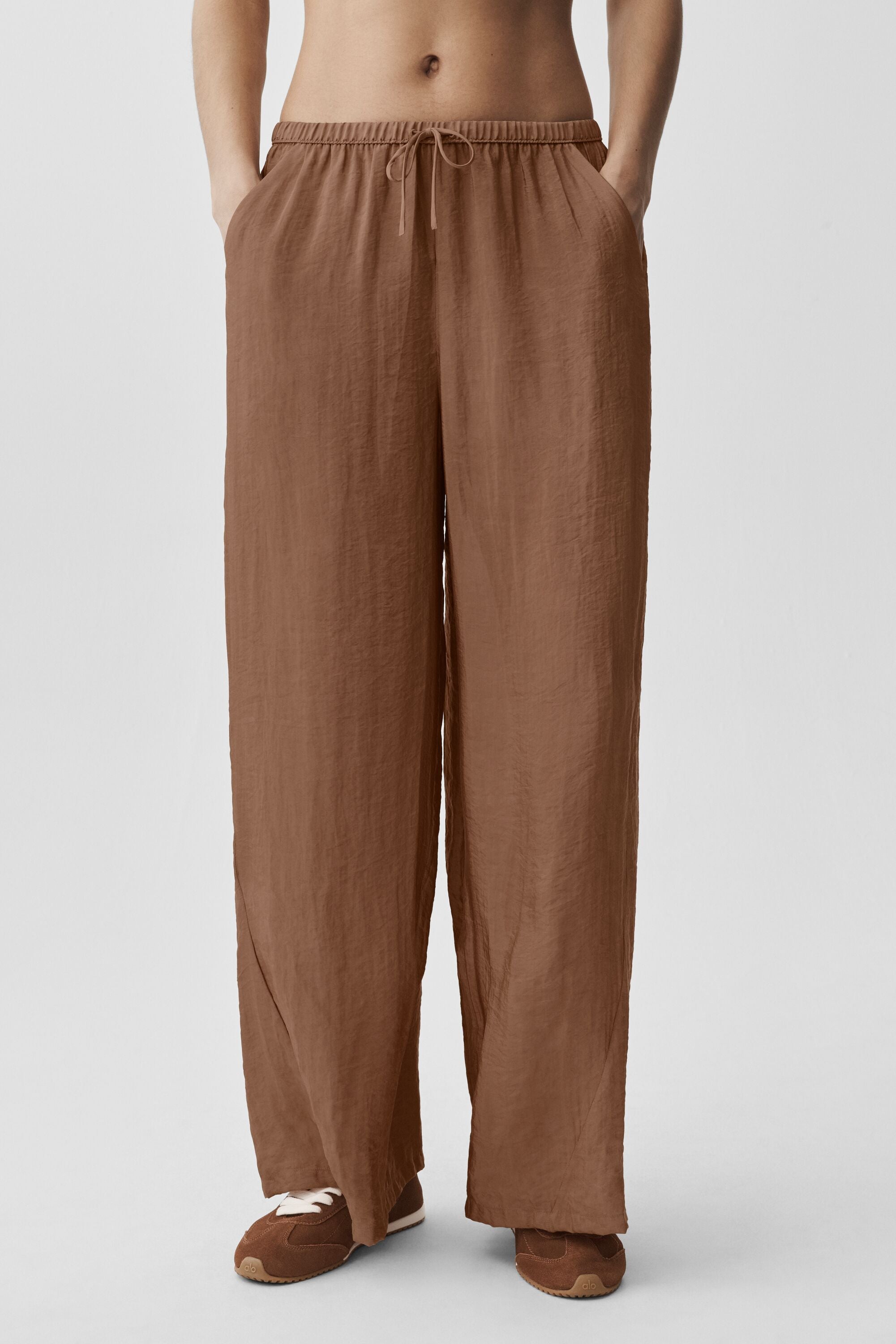 Alo Yoga Semi-Sheer Golden Hour High-Waist Straight Leg Pant - Sun Kissed Brown