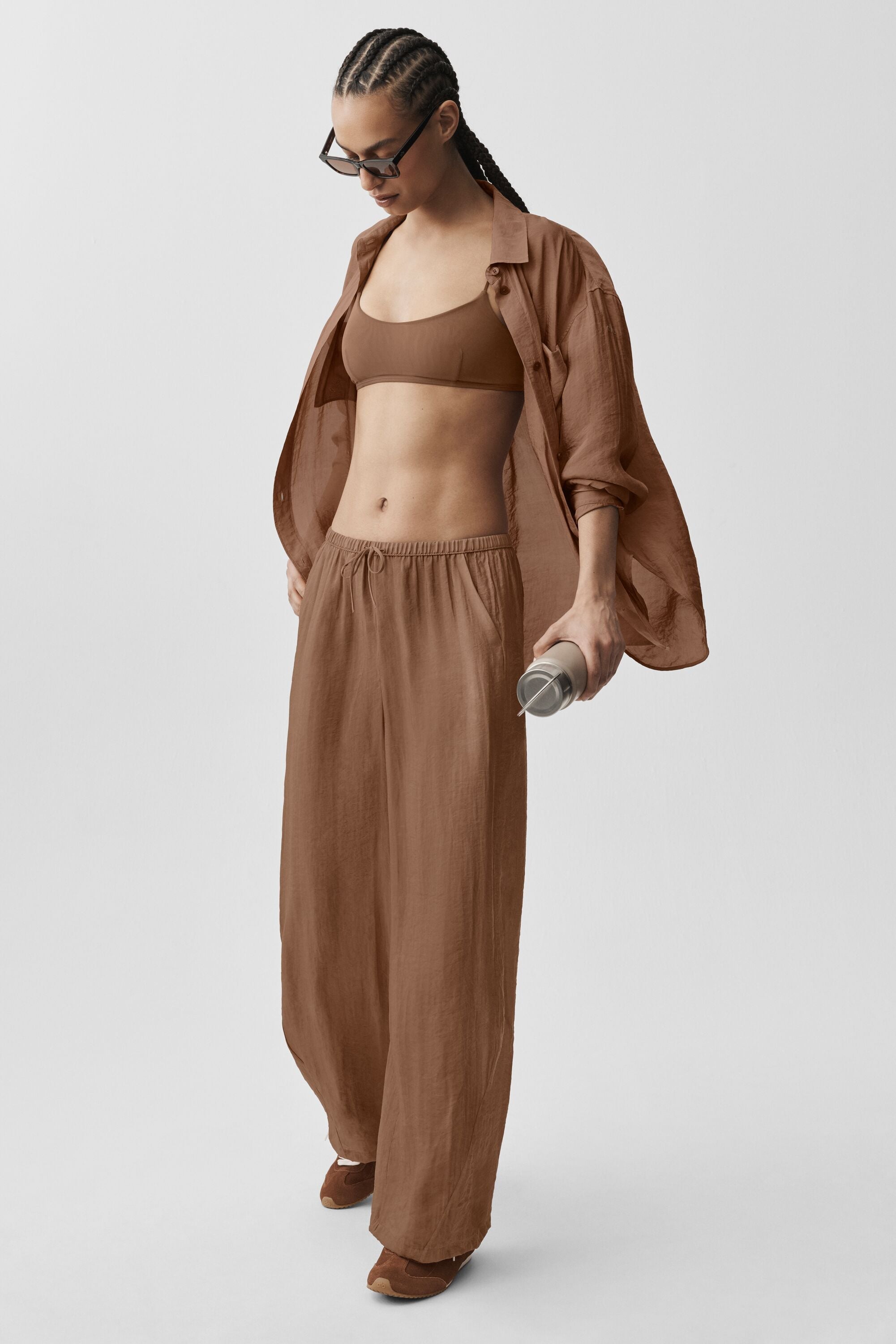 Alo Yoga Semi-Sheer Golden Hour High-Waist Straight Leg Pant - Sun Kissed Brown