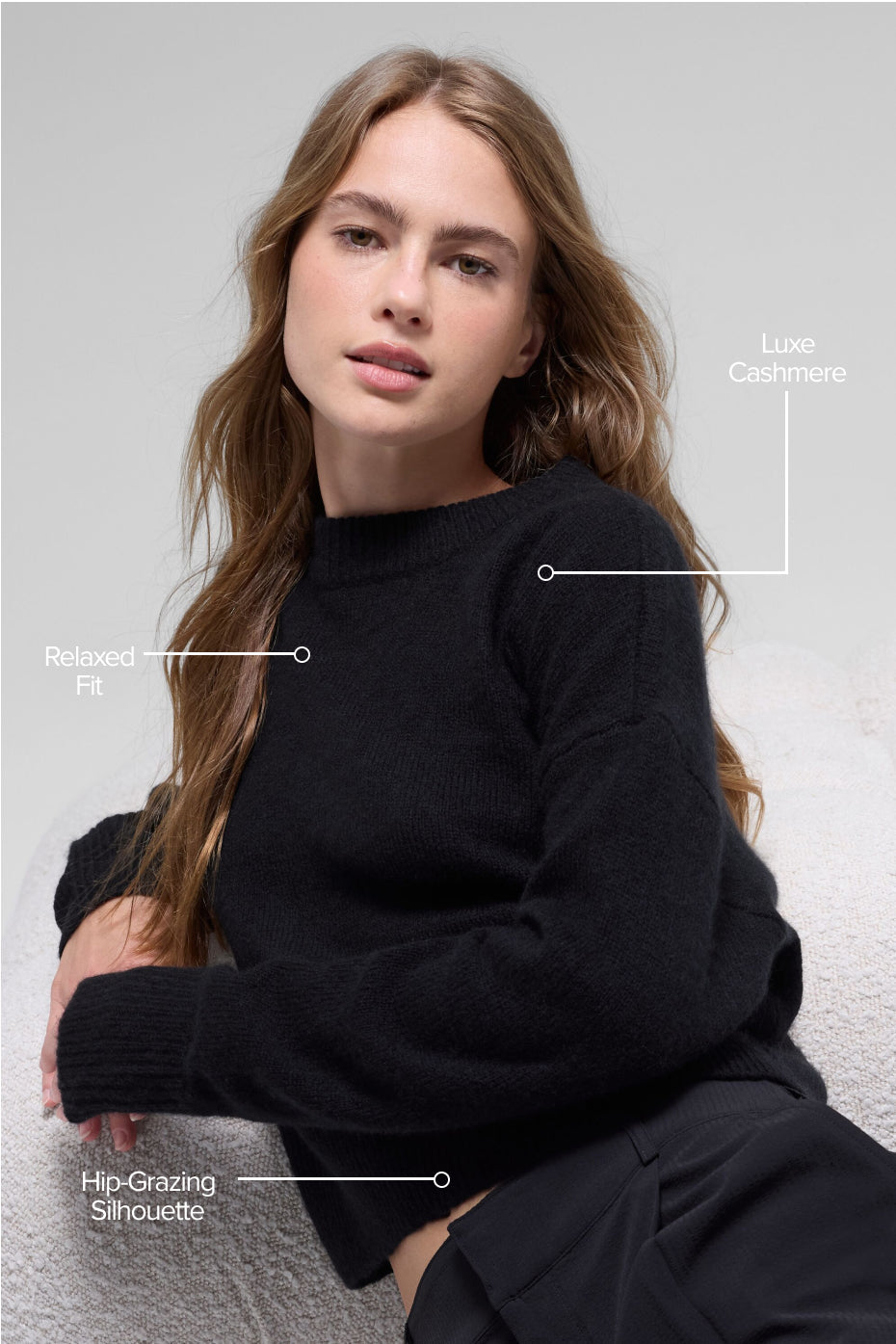 Alo Yoga Wool Cashmere Cropped New Class Crewneck Sweater - Black