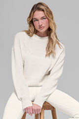 Alo Yoga Wool Cashmere Cropped New Class Crewneck Sweater - Ivory