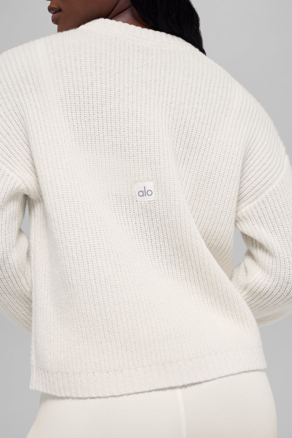 Alo Yoga Wool Cashmere Ribbed Noble Crewneck Sweater - Ivory