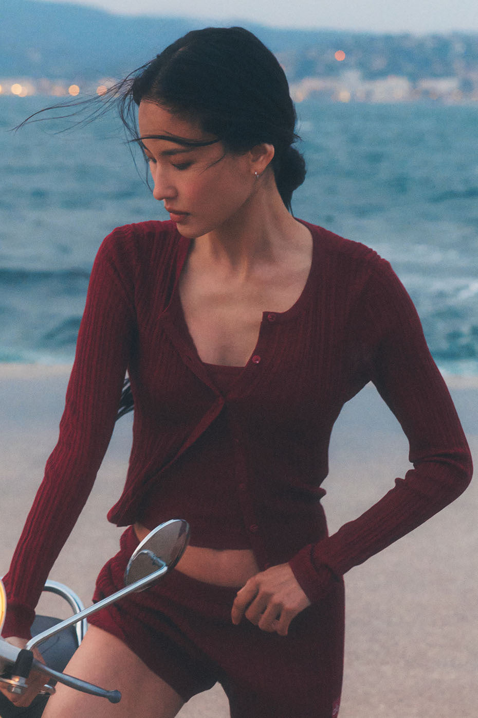 Alo Yoga Sweater Sunlit Cardigan - Summer Romance Red