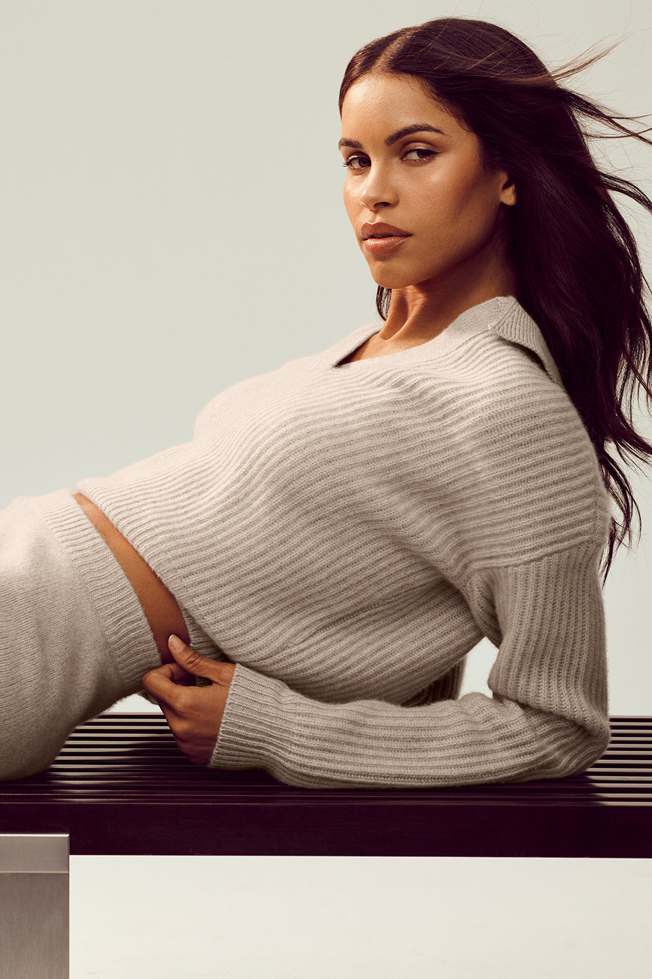 Alo Yoga Cashmere Northstar Polo - Oat Heather
