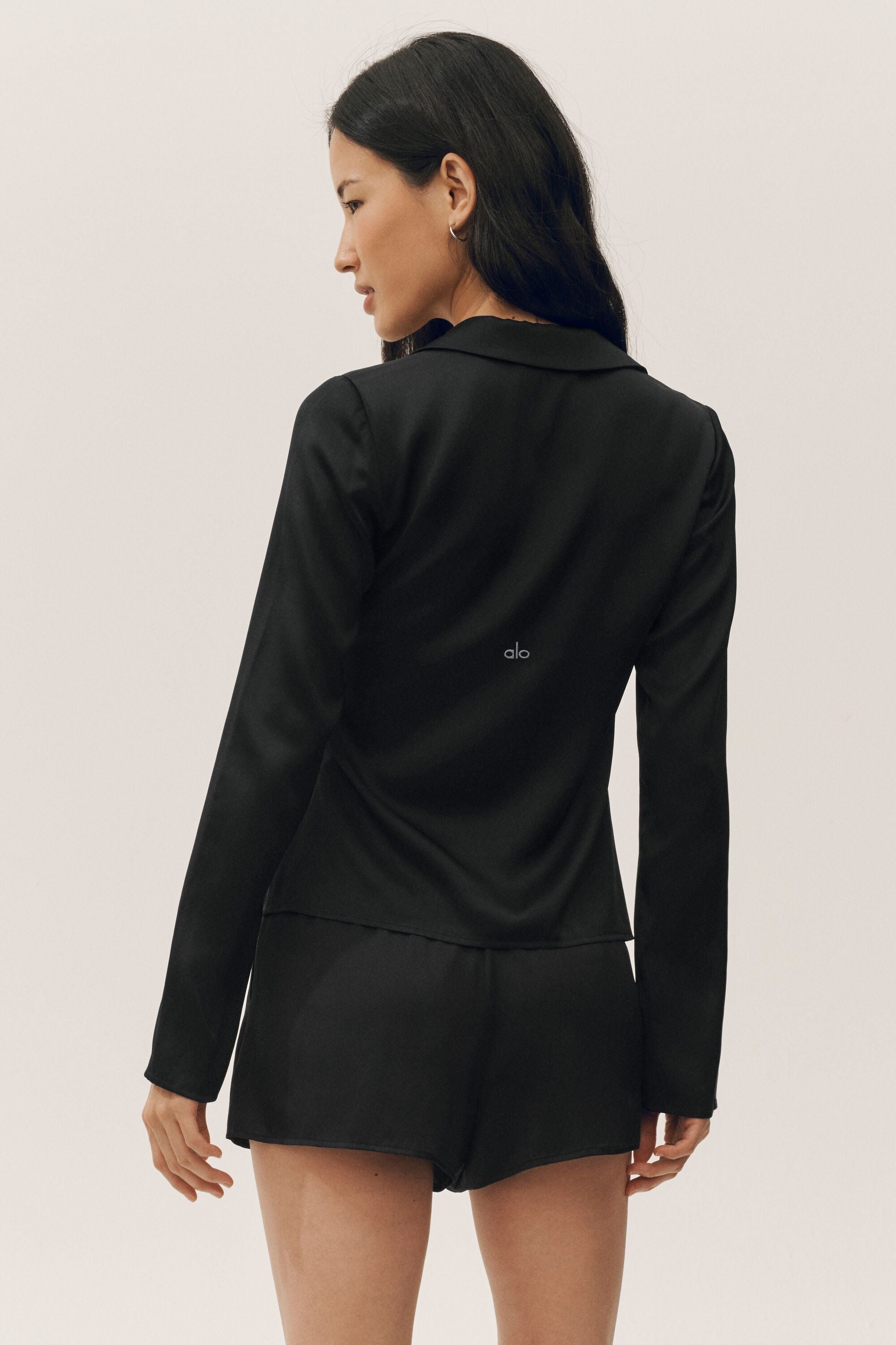 Alo Yoga Silk Blend Radiance Long Sleeve Top - Black
