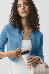 Alo Yoga Mini Cable Sweater Cardigan - California Blue