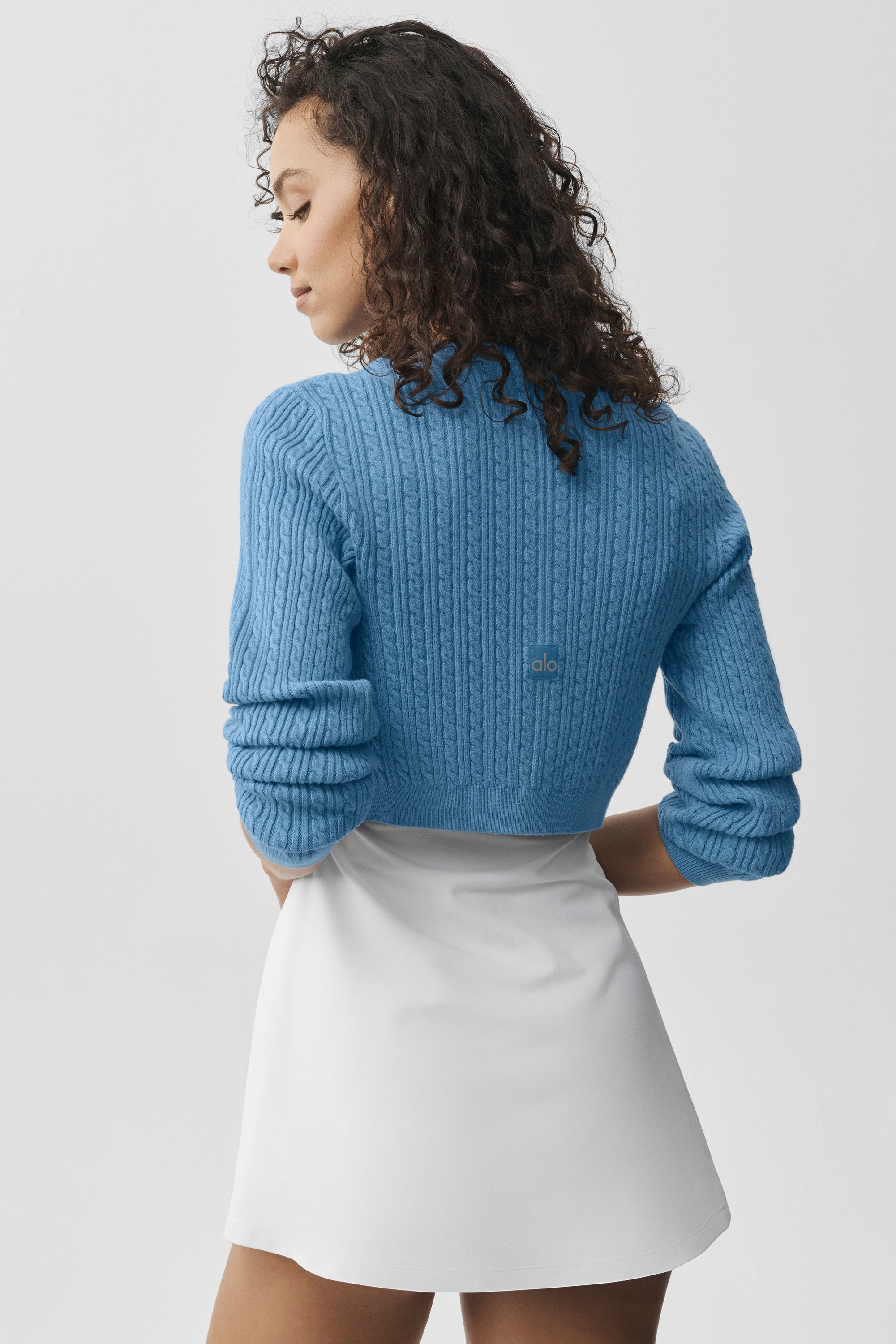 Alo Yoga Mini Cable Sweater Cardigan - California Blue