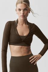 Alo Yoga Mesh Knotty Long Sleeve - Espresso