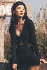 Alo Yoga Ribbed Cropped Whisper Cardigan - Black