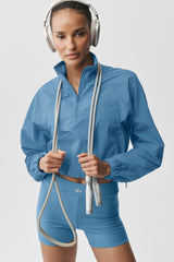 Alo Yoga Cropped 1/4 Zip Alumni Pullover - California Blue