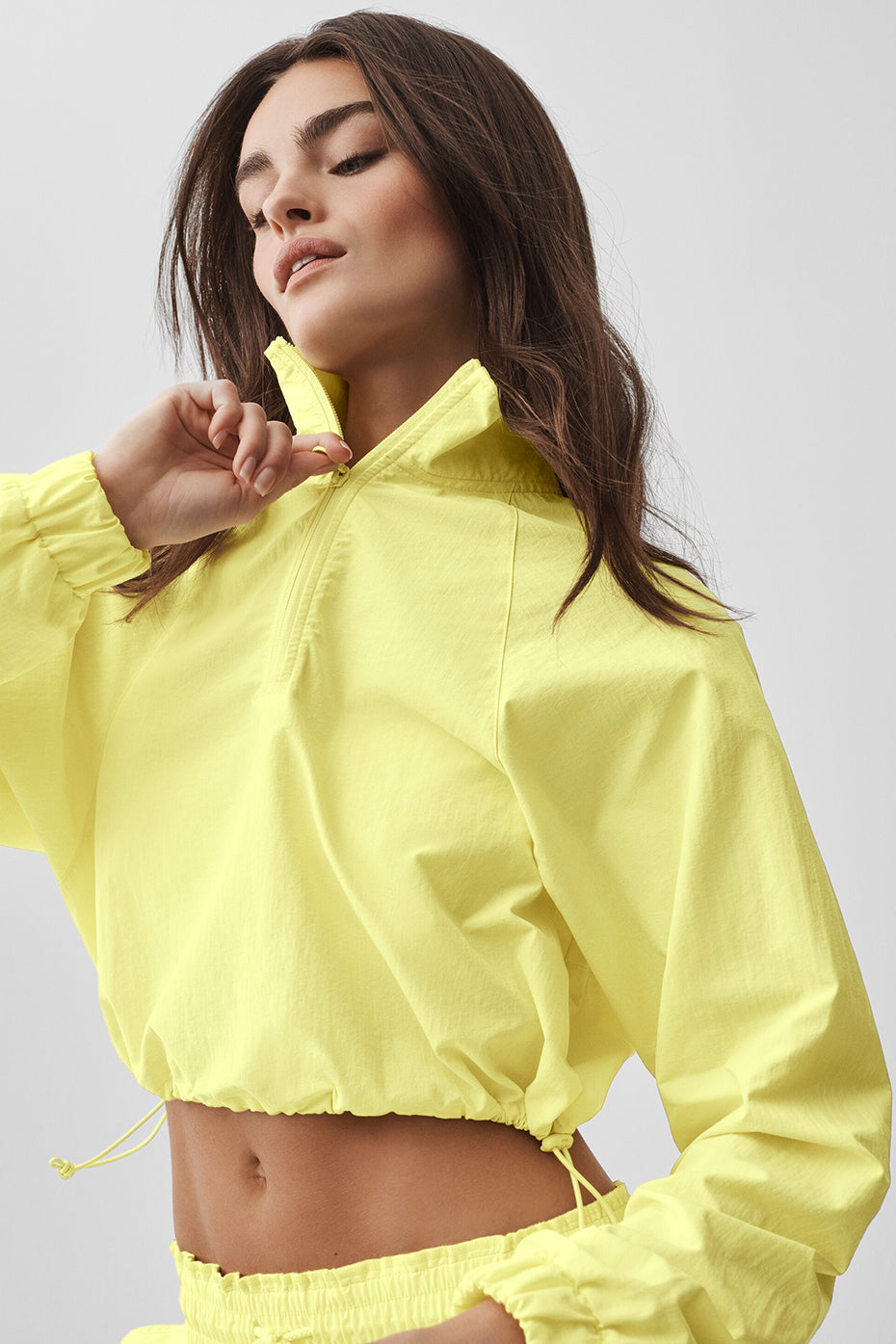Alo Yoga Cropped 1/4 Zip Alumni Pullover - Sunshine