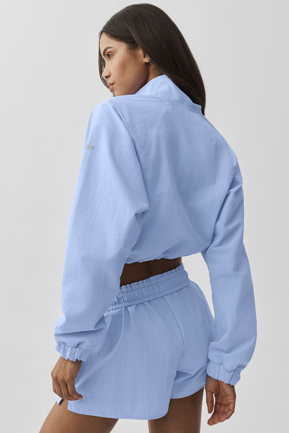 Alo Yoga Cropped 1/4 Zip Alumni Pullover - Light Provence Blue