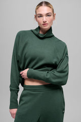 Alo Yoga Waffle Weekend Escape Mock Neck Long Sleeve - Clover Green