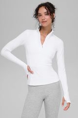 Alo Yoga Alosoft 1/2 Zip Rapid Pullover - White