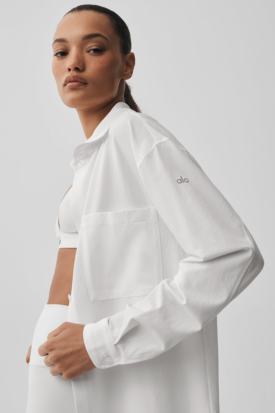 Alo Yoga Dreamscape Button Down Long Sleeve - White