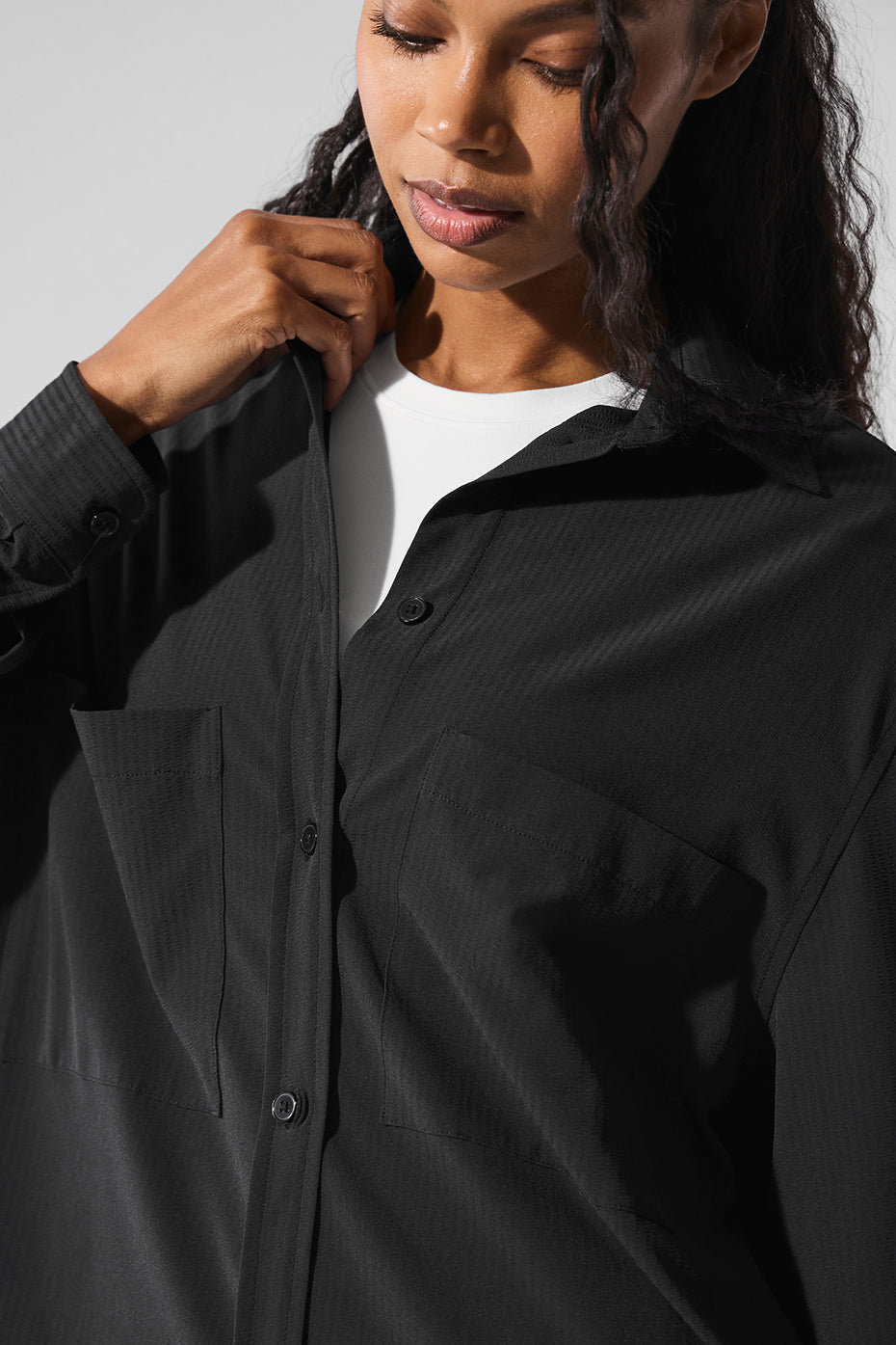 Alo Yoga Dreamscape Button Down Long Sleeve - Black