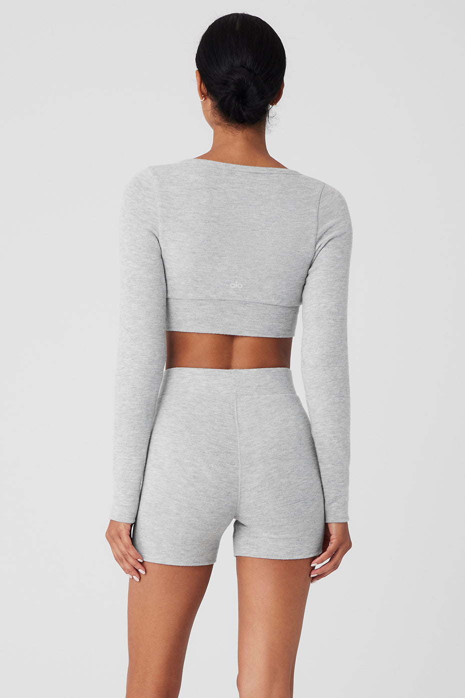 Alo Yoga Alolux Cropped Me Time Cardigan - Athletic Heather Grey