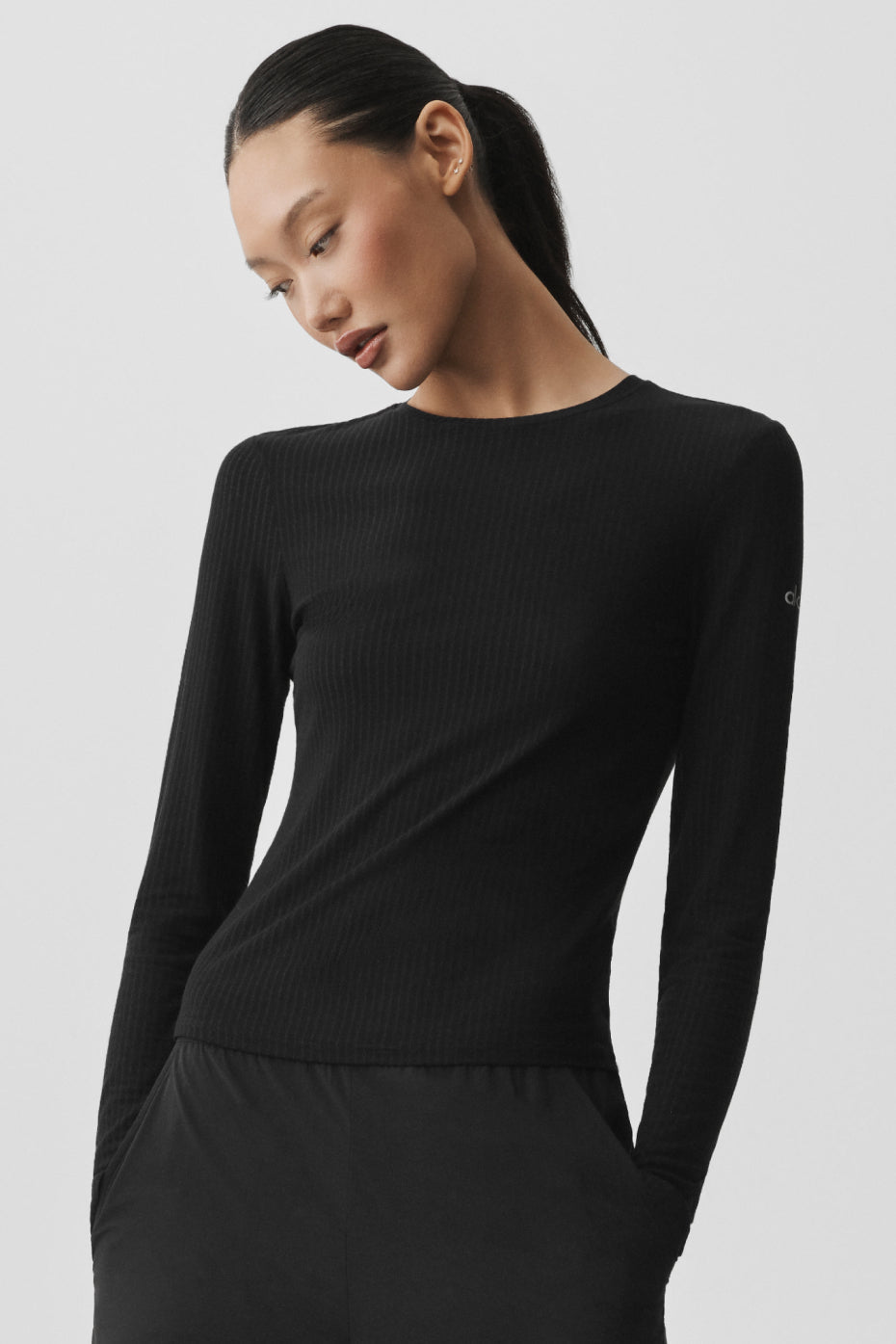 Alo Yoga Ribbed Sea Coast Long Sleeve - Black