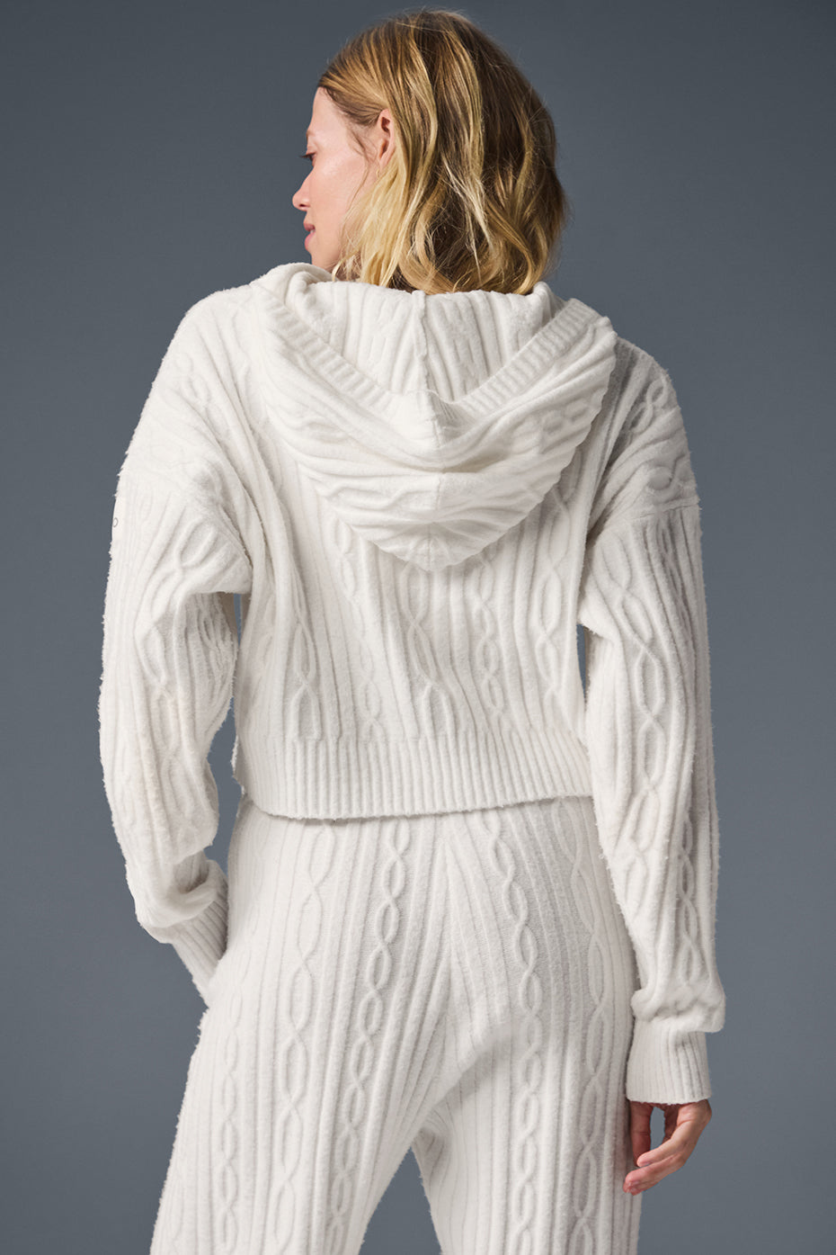 Alo Yoga Cable Knit Winter Bliss Hoodie - Ivory