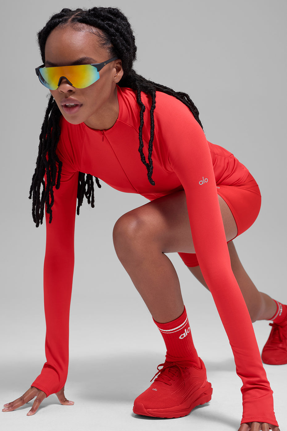 Alo Yoga Airlift Winter Warm 1/4 Zip Long Sleeve - Bright Red