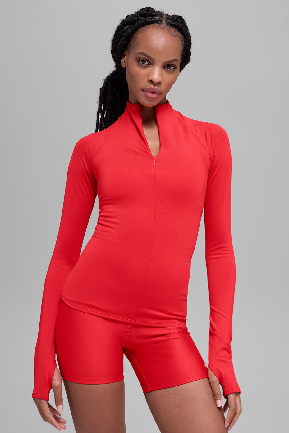 Alo Yoga Airlift Winter Warm 1/4 Zip Long Sleeve - Bright Red