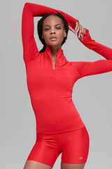 Alo Yoga Airlift Winter Warm 1/4 Zip Long Sleeve - Bright Red
