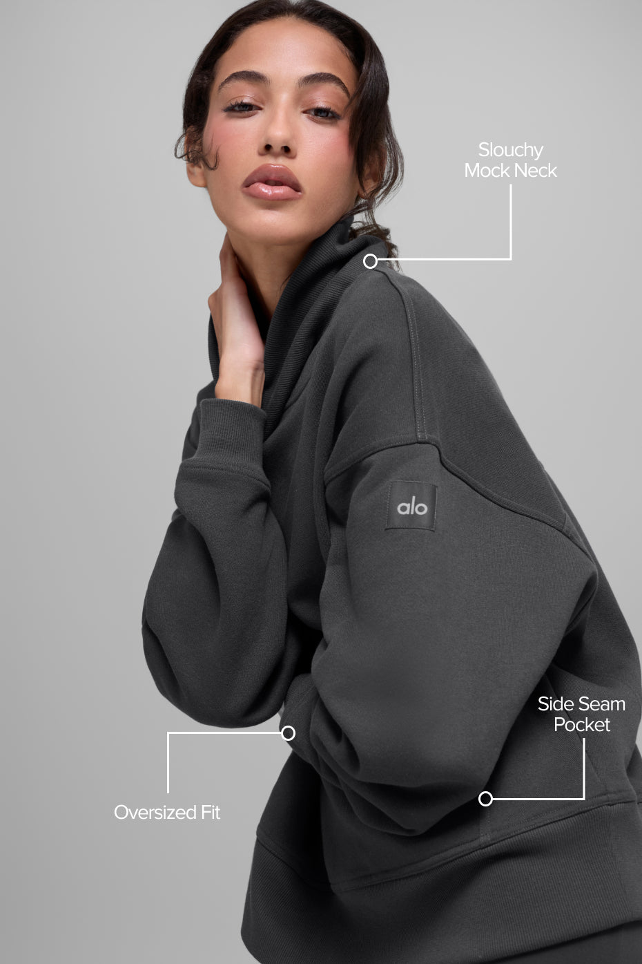 Alo Yoga Hazy Mock Neck Pullover - Anthracite