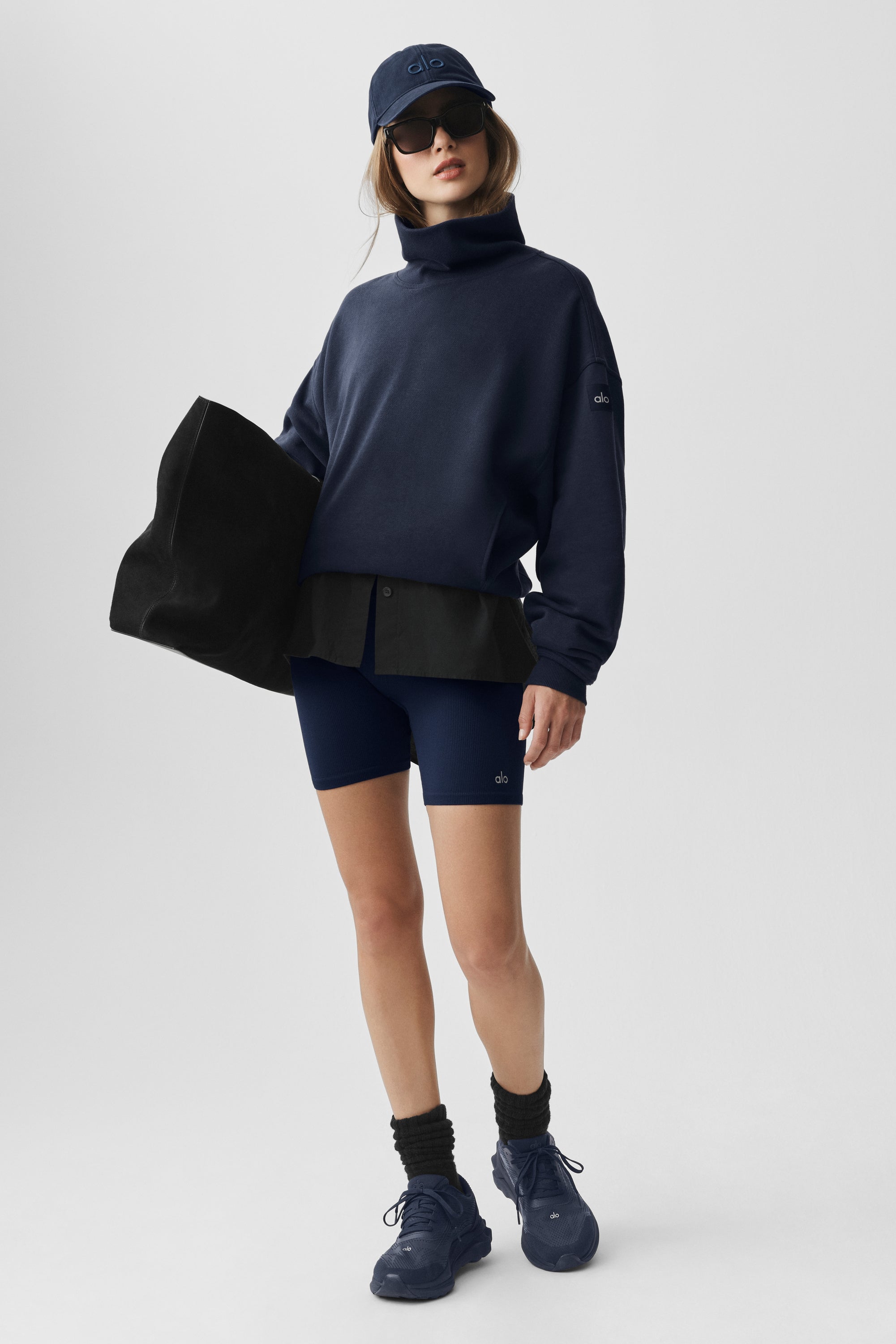 Alo Yoga Hazy Mock Neck Pullover - Navy