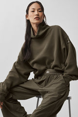 Alo Yoga Hazy Mock Neck Pullover - Olive Tree