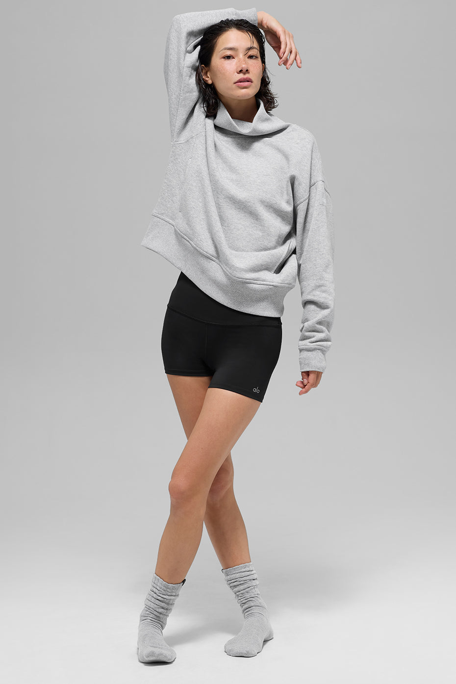 Alo Yoga Hazy Mock Neck Pullover - Athletic Heather Grey