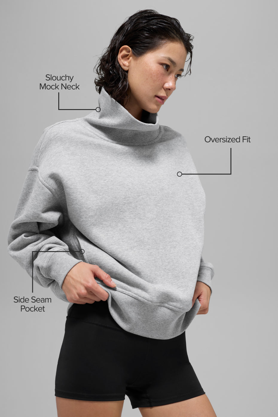 Alo Yoga Hazy Mock Neck Pullover - Athletic Heather Grey