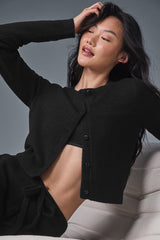Alo Yoga Snuggle Up Sweater Cropped Cardigan - Black