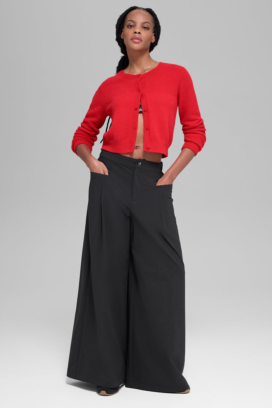 Alo Yoga Snuggle Up Sweater Cropped Cardigan - Bright Red