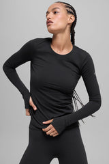 Alo Yoga Airbrush Winter Warm Nocturne Long Sleeve - Black