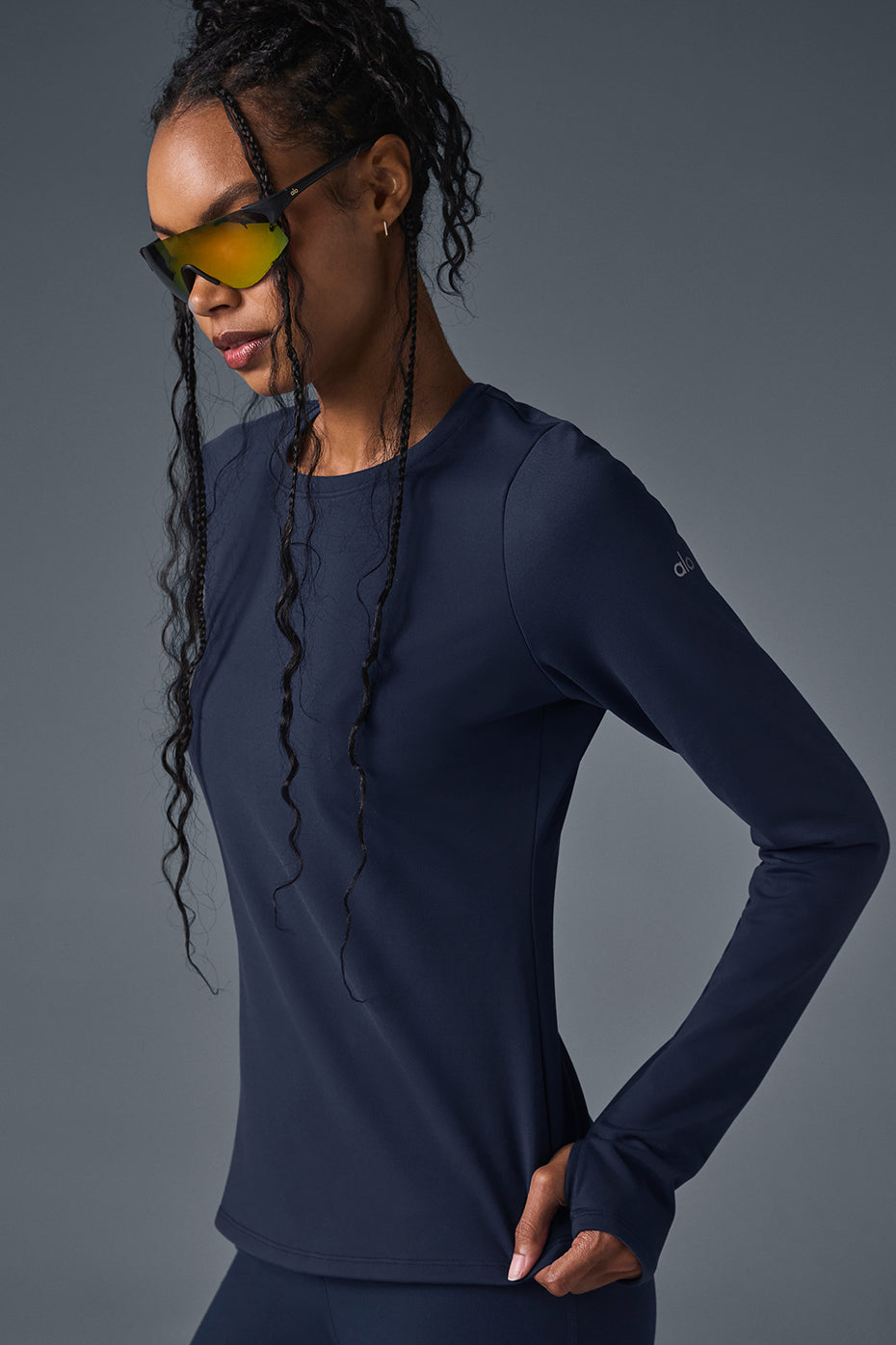 Alo Yoga Airbrush Winter Warm Nocturne Long Sleeve - Navy