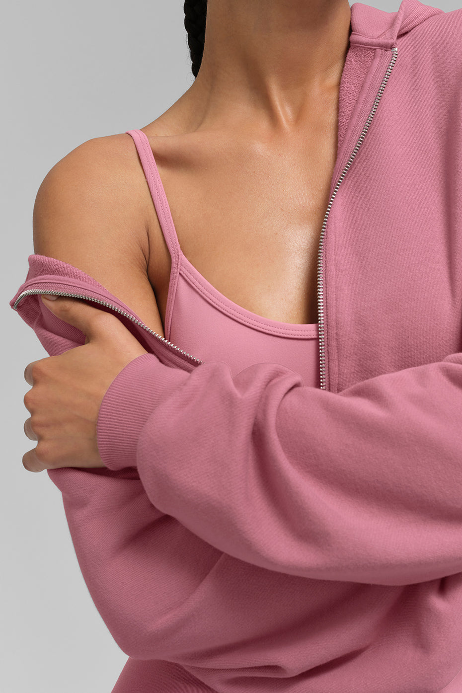 Alo Yoga Sweet Escape Zip Up Hoodie - Pink Wild Rose