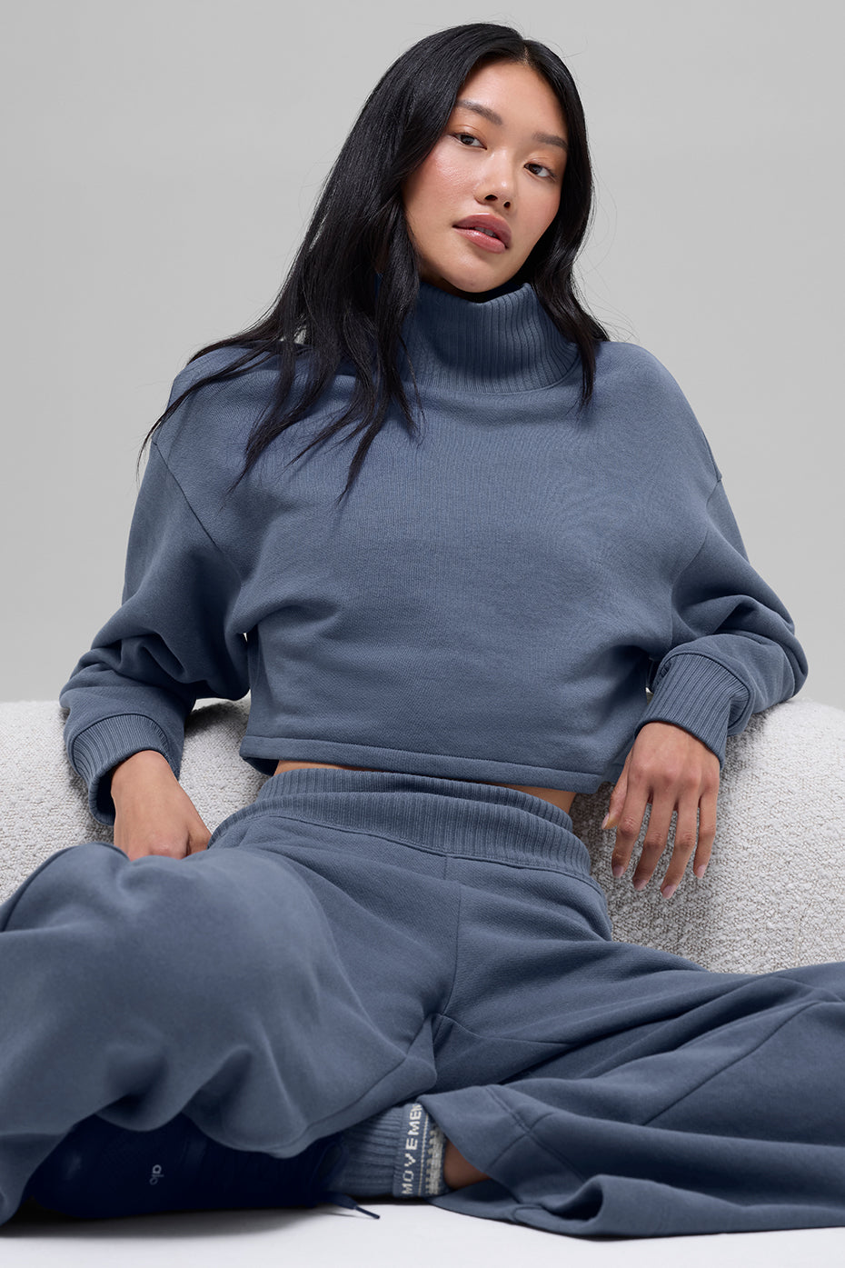 Alo Yoga Cropped Serenity Coverup - Bluestone