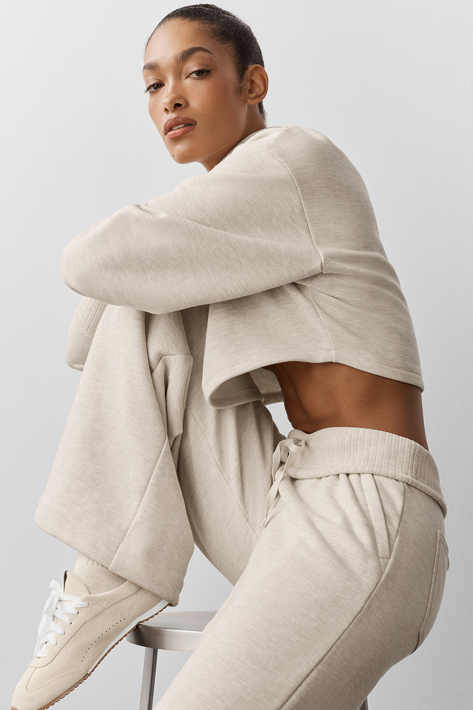 Alo Yoga Cropped Serenity Coverup - Oatmeal Heather