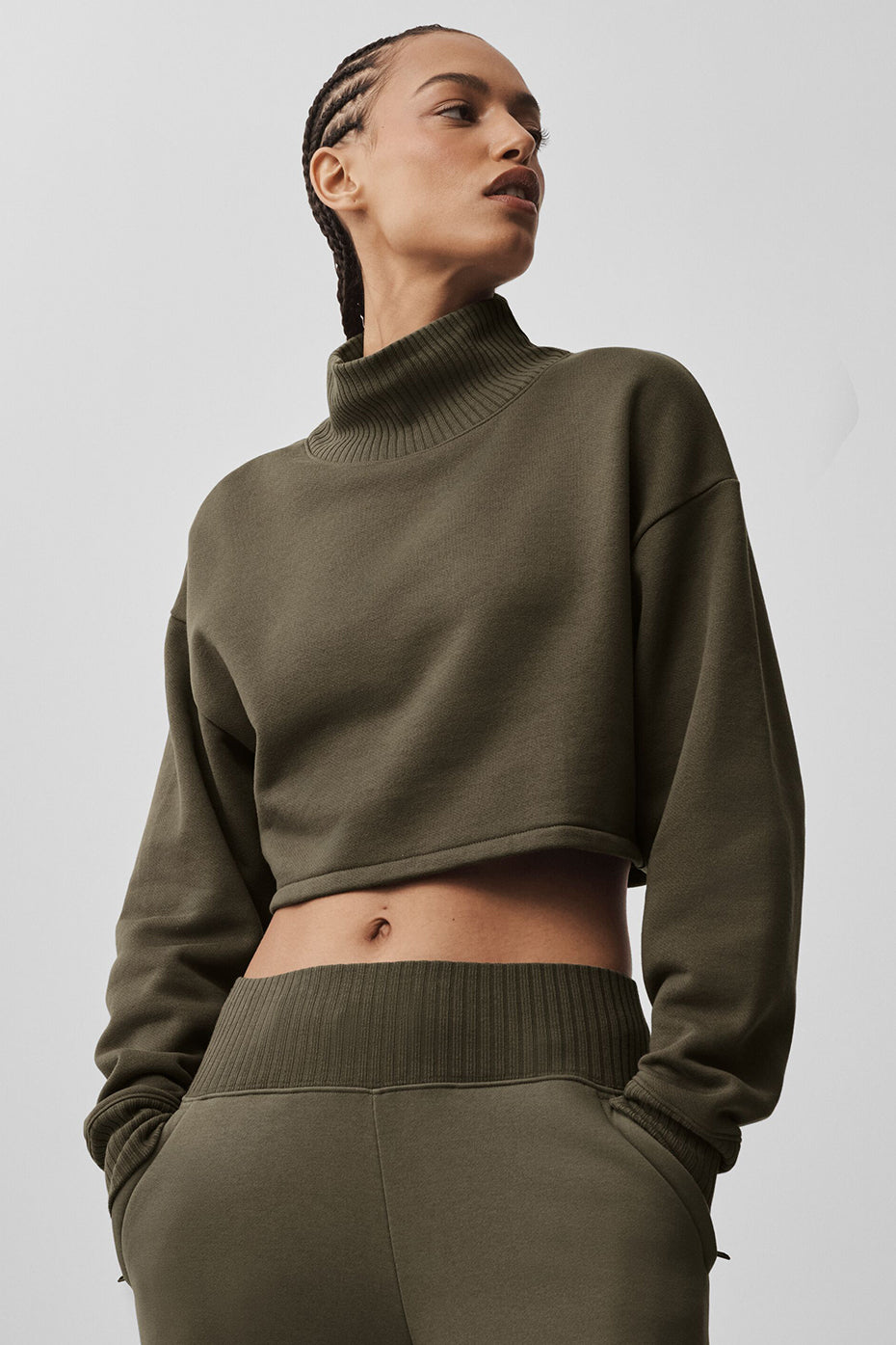 Alo Yoga Cropped Serenity Coverup - Olive Tree