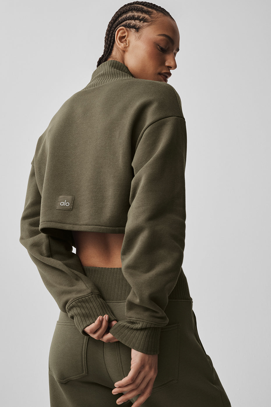 Alo Yoga Cropped Serenity Coverup - Olive Tree