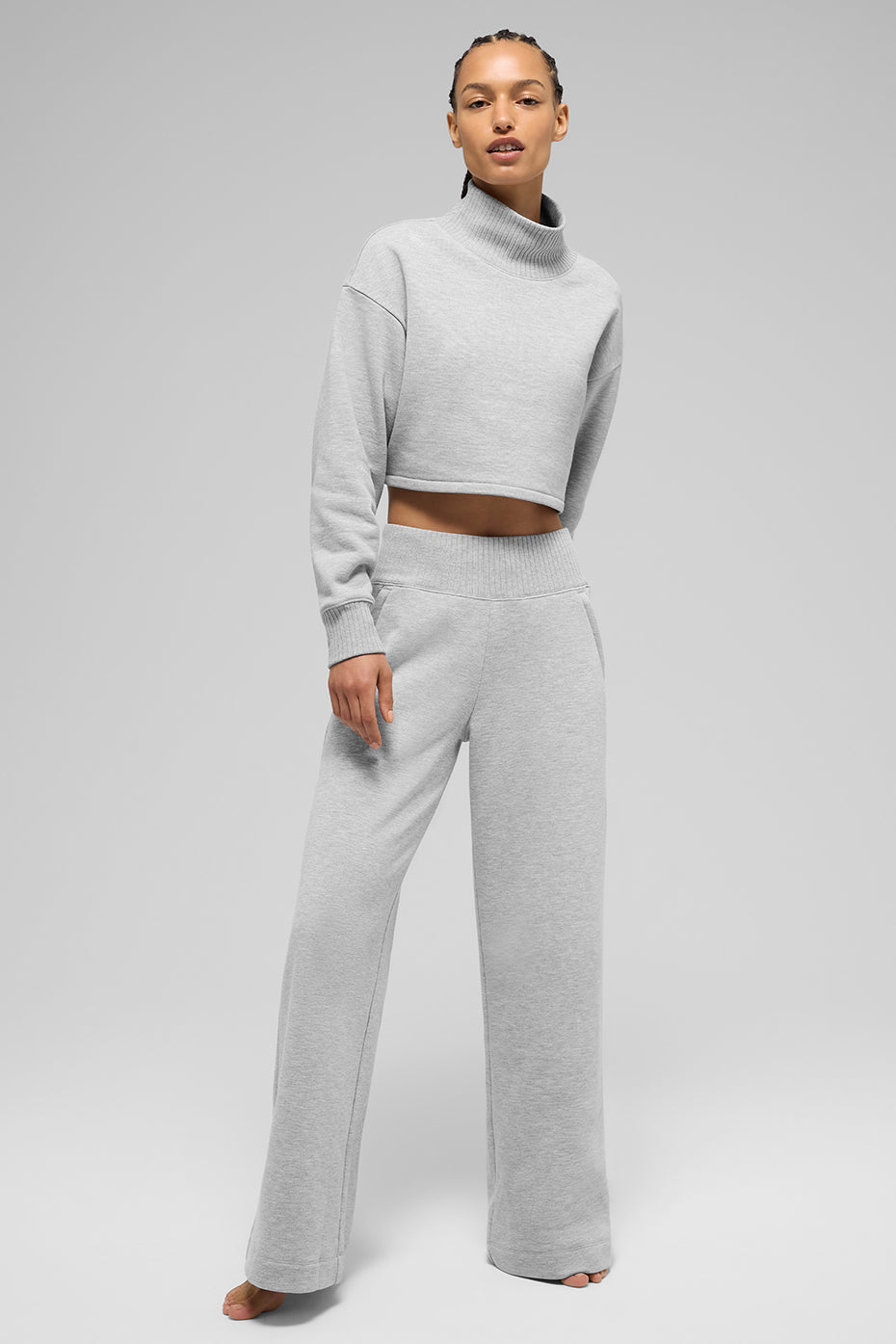 Alo Yoga Cropped Serenity Coverup - Athletic Heather Grey