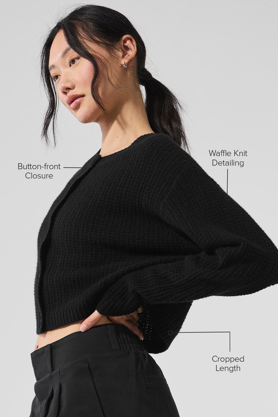 Alo Yoga Cashmere Plush Waffle Cardigan - Black